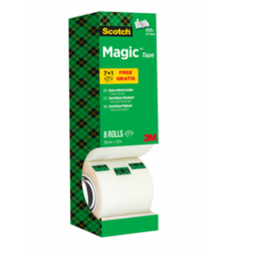 3M SCOTCH MAGIC TAPE NASTRO ADESIVO 19MMX33M TRASPARENTE CONF 8Pz.